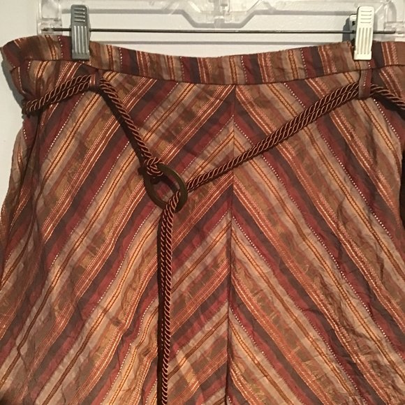 Marks & Spencer Chevron Striped A-Line Midi Skirt with Jeweled Rope Belt - Picture 3 of 10